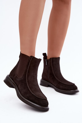 Gefütterte Damen-Stiefelette aus Veloursleder