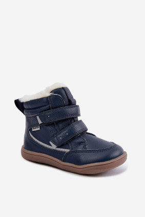 Blaue Barfuß-Schneestiefel aus Leder