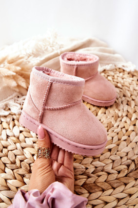 Gefütterte rosa Schneestiefel aus Wildlederimitat