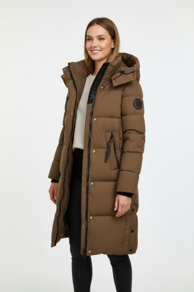 Schokoladenbraune Damen-Winterjacke im Langschnitt BLIZZARD