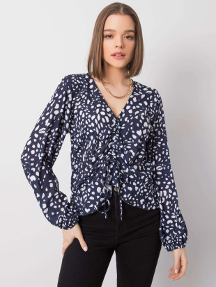 Dunkelblaue Damenbluse mit Druck