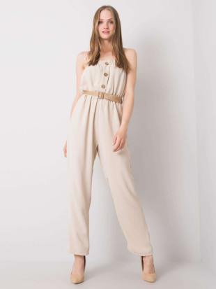 Helle beige Overall mit Gürtel von RUE PARIS