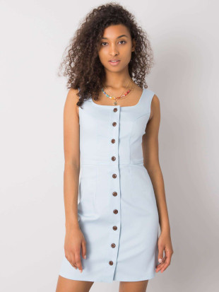Helle blaue Kleid mit Knöpfen