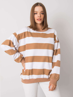 Weiß-braune gestreifte Sweatshirt ohne Kapuze