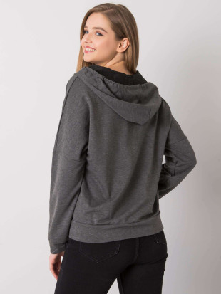 Dunkelgrauer melierter Kapuzenpullover