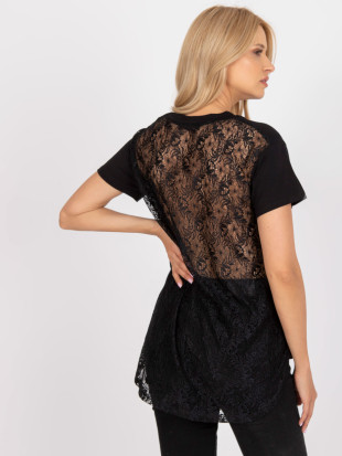 Stylische schwarze Bluse mit Spitze