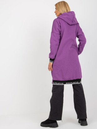 Lila lange Damenhoodie mit Schnürung