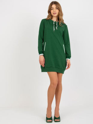 Dunkelgrünes Mini-Dress mit Taschen
