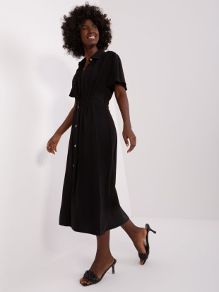 Schwarzes Midi-Kleid ZULUNA