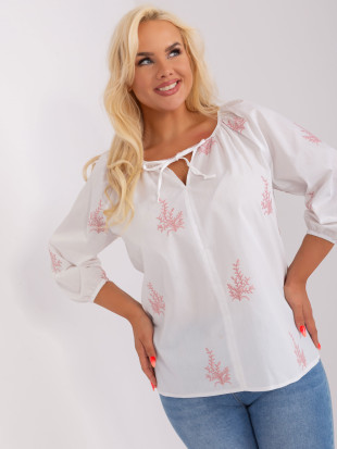 Weiß-rosa Bluse mit Stickerei