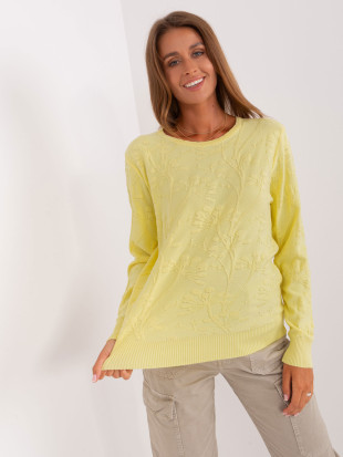 Helles gelbes Damenklassikpullover mit Rippbündchen