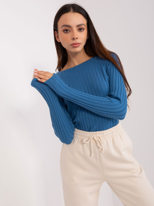Dunkelblauer klassischer Pullover mit Streifen
