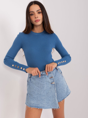 Dunkelblauer figurbetonter klassischer Pullover