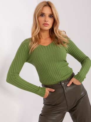 Helle grüne gestreifte Pullover mit V-Ausschnitt