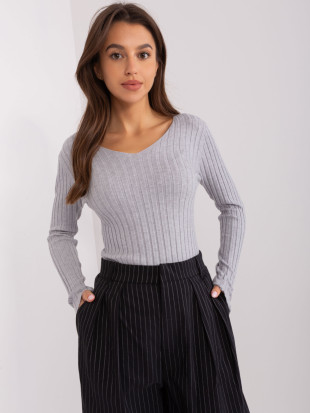 Helle graue klassische Pullover mit V-Ausschnitt