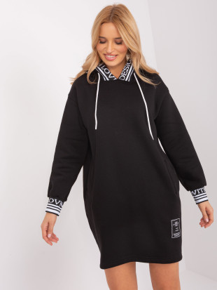 Schwarzes Sweatkleid mit Taschen