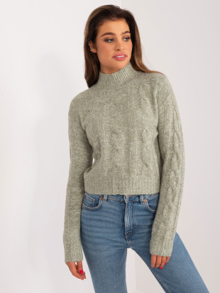 Bequemer Pullover mit langen Ärmeln in Pistazienfarbe