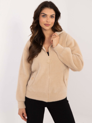 Beige Winterjacke mit Kapuze