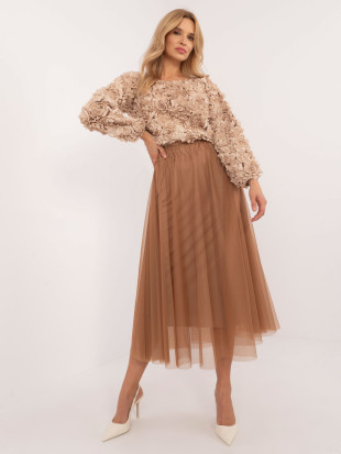 Midi-Tüllrock in camel