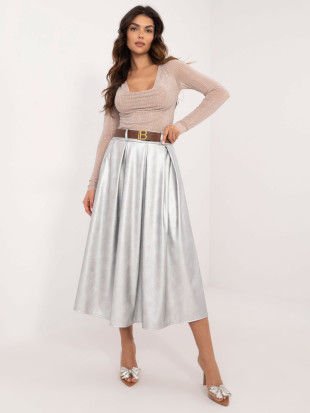 Eleganter silberner Midi-Rock
