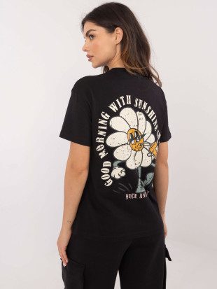 Stylische schwarze Bluse mit kurzen Ärmeln