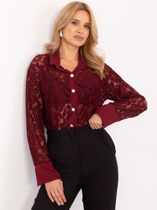Elegante rote Bluse mit Spitze