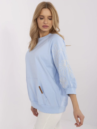 Stylische Bluse mit 3/4-Ärmeln in Hellblau