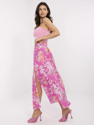 Rosa Midi-Rock mit Blumenmuster