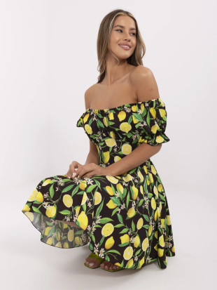 Ausgestellte Sommerkleid in Schwarz-Gelb