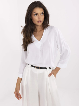 Weiße Bluse mit 3/4-Ärmeln