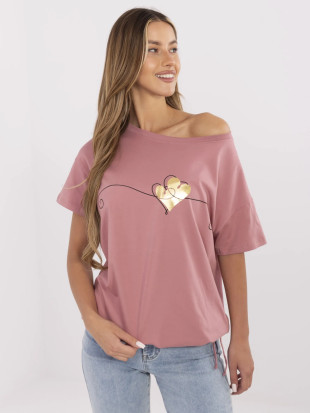Stylisches T-Shirt mit kurzen Ärmeln in Dunkelrosa