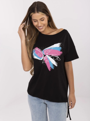 Stylisches schwarzes T-Shirt mit Applikation