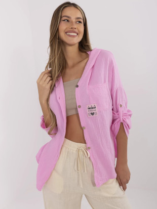 Rosa Bluse mit Kapuze