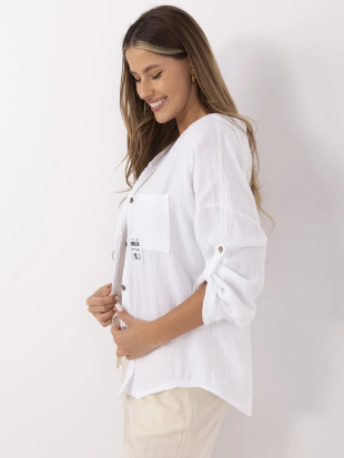 Weiße Bluse mit Kapuze
