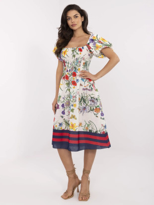 Blumen Midi Kleid mit kurzen Ärmeln