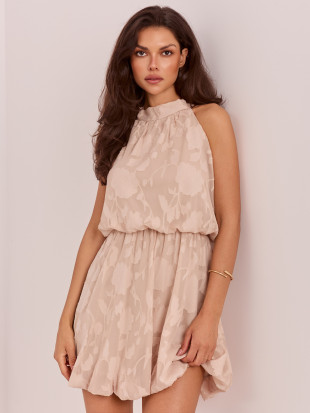 Beiges ausgestelltes Minikleid