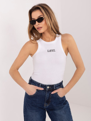 Weißes Baumwolltop mit Stickerei und Schriftzug