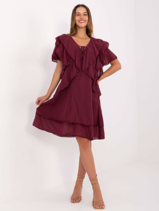 Oversize Kleid mit kurzen Ärmeln in Bordeaux