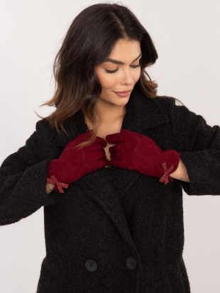 Elegante bordeauxfarbene Handschuhe mit Schleife