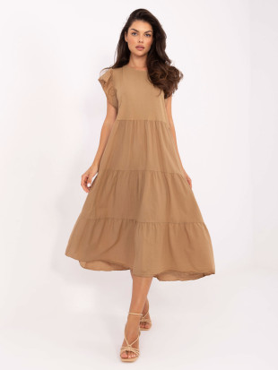 Oversize braunes Kleid mit Volant