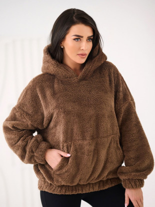 Beiges Kapuzen-Sweatshirt mit Tasche