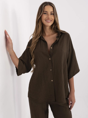 Braune Bluse mit 3/4-Ärmeln