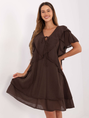 Oversize braunes Kleid mit kurzen Ärmeln