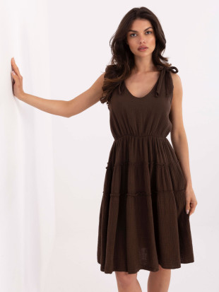 Sommerliches ausgestelltes Kleid in Dunkelbraun