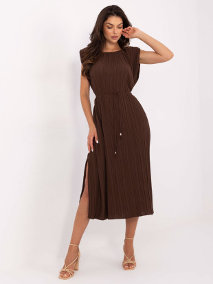 Elegantes Midi-Kleid in Dunkelbraun