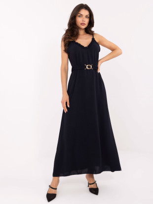 Maxikleid mit Volants in Marineblau