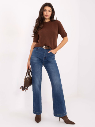 Damen Straight-Leg Jeans mit hohem Bund, dunkelblau