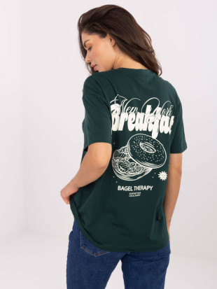 Stylisches T-Shirt in Dunkelgrün mit Druck