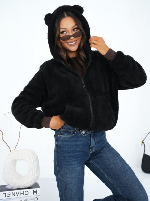 Schwarzes Kapuzen-Sweatshirt mit Reißverschluss