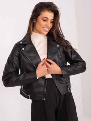 Stylische schwarze Jacke aus Kunstleder